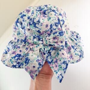 Janie and Jack Bow Sun Hat‎ Size 0 to 3 months Floral New with Tags!